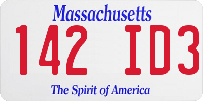 MA license plate 142ID3