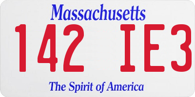 MA license plate 142IE3