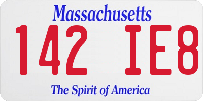 MA license plate 142IE8