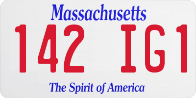 MA license plate 142IG1