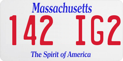 MA license plate 142IG2