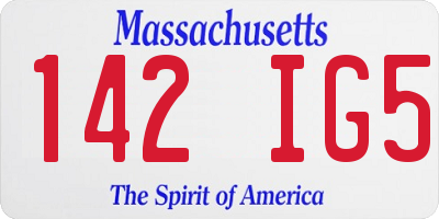 MA license plate 142IG5