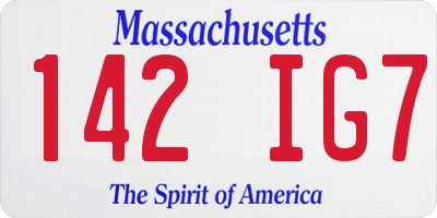 MA license plate 142IG7