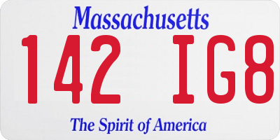 MA license plate 142IG8