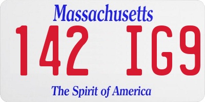 MA license plate 142IG9