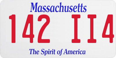MA license plate 142II4