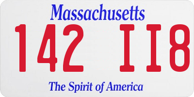MA license plate 142II8