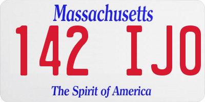 MA license plate 142IJ0