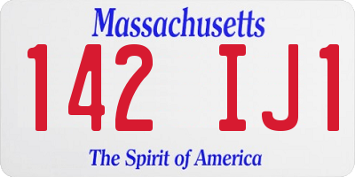 MA license plate 142IJ1