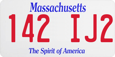 MA license plate 142IJ2