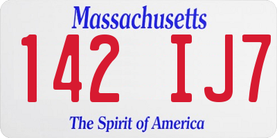 MA license plate 142IJ7