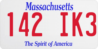 MA license plate 142IK3