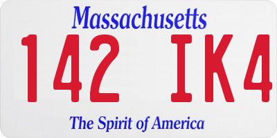 MA license plate 142IK4