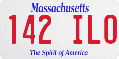 MA license plate 142IL0