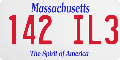 MA license plate 142IL3