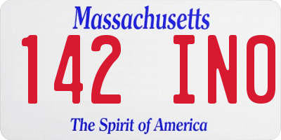 MA license plate 142IN0