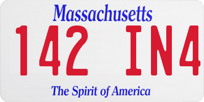 MA license plate 142IN4