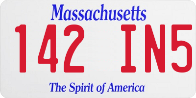 MA license plate 142IN5