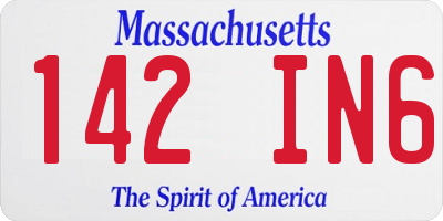 MA license plate 142IN6