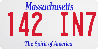 MA license plate 142IN7