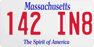 MA license plate 142IN8