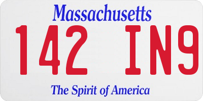 MA license plate 142IN9