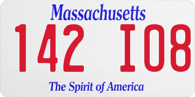 MA license plate 142IO8