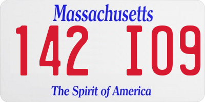 MA license plate 142IO9