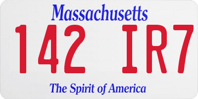 MA license plate 142IR7