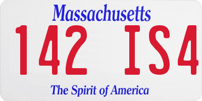 MA license plate 142IS4