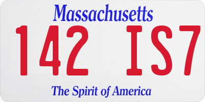 MA license plate 142IS7