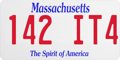 MA license plate 142IT4