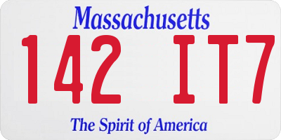 MA license plate 142IT7