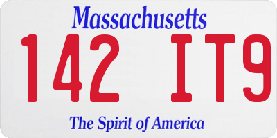 MA license plate 142IT9
