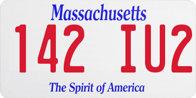 MA license plate 142IU2
