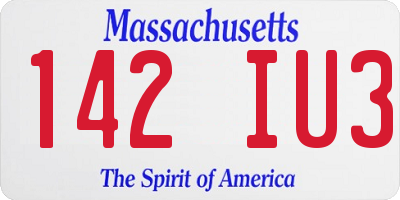 MA license plate 142IU3