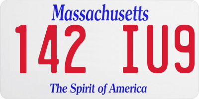 MA license plate 142IU9