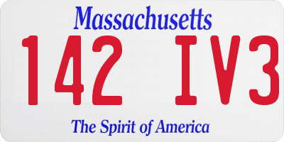 MA license plate 142IV3