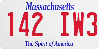 MA license plate 142IW3