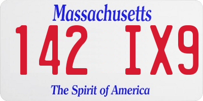 MA license plate 142IX9