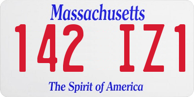 MA license plate 142IZ1