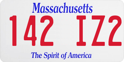 MA license plate 142IZ2