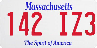 MA license plate 142IZ3
