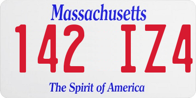MA license plate 142IZ4
