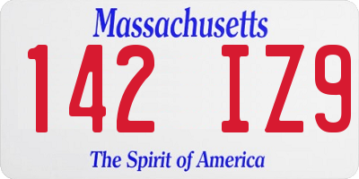 MA license plate 142IZ9