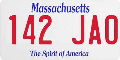 MA license plate 142JA0