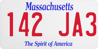 MA license plate 142JA3