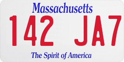 MA license plate 142JA7