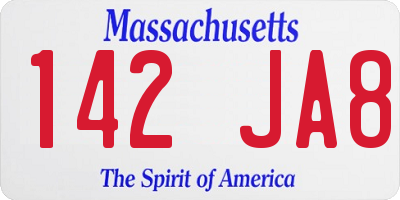 MA license plate 142JA8