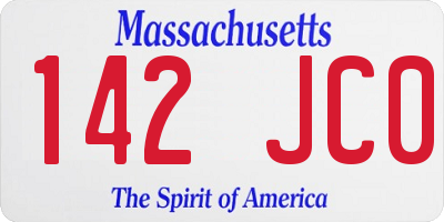 MA license plate 142JC0